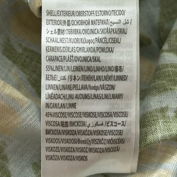 FARM RIO Foliage Sketch Green LongSleeve Linen MiniDress Tropical Lace-Up XL NWT - Picture 14 of 16